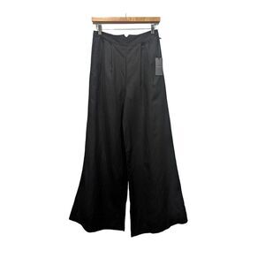 New! Line & Dot Black Linen Blend High Rise Pockets Ultra Wide Leg Pants, S